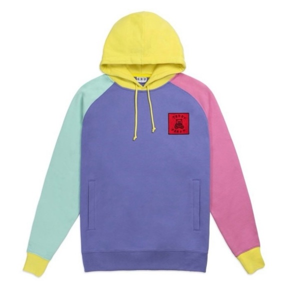 Teddy Fresh OG Colorblock Hoodie Multicolor Pullover Sweatshirt Unisex Small - Picture 15 of 15